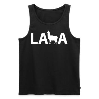 Lama - Silhouette - Männer Premium Bio Tank Top - Schwarz - Vorne - AI Model Male 178 light (178cm)