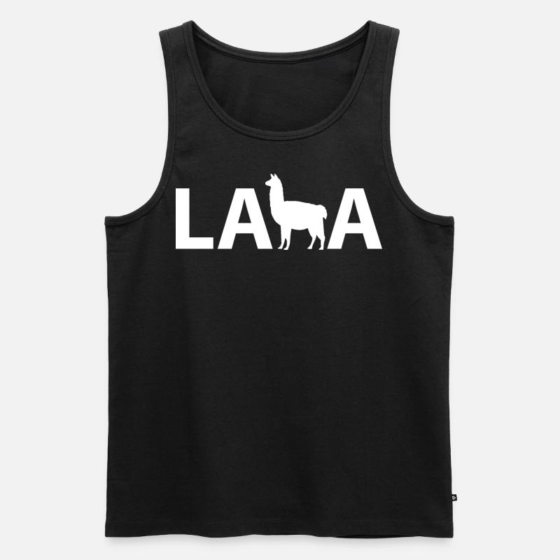 Lama - Silhouette - Männer Premium Bio Tank Top - Schwarz