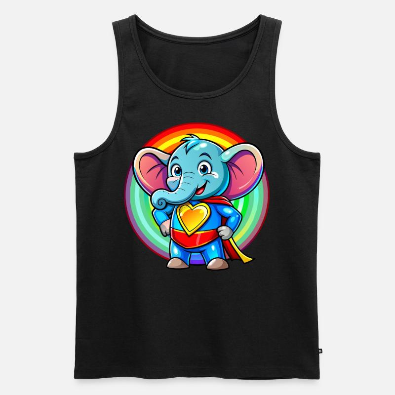 Superhelden Elefant - Männer Premium Bio Tank Top - Schwarz