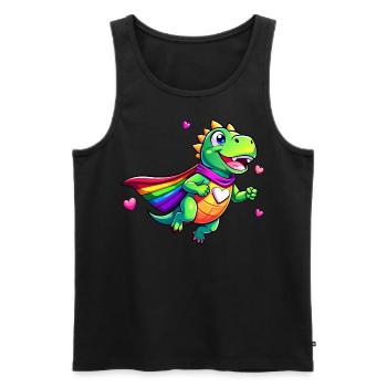 Superheld Dino - Männer Premium Bio Tank Top - Schwarz - Vorne - AI Model Male 178 light (178cm)