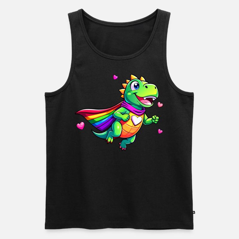 Superheld Dino - Männer Premium Bio Tank Top - Schwarz