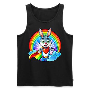 Superhelden Hase - Männer Premium Bio Tank Top - Schwarz - Vorne - AI Model Male 178 light (178cm)