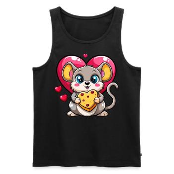 Cheese Loving Mouse - Men's Premium Organic Tank Top - black - Front - AI Model Male 178 light (178cm)