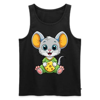 Cheese Loving Mouse - Men's Premium Organic Tank Top - black - Front - AI Model Male 178 light (178cm)