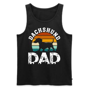 Retro Dachshund Dad Gifts for Men Fathers Day - Männer Premium Bio Tank Top - Schwarz - Vorne - Michal (187cm)