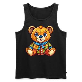 Peluche colorée - Débardeur bio Premium Homme - noir - Devant - AI Model Male 178 light (178cm)