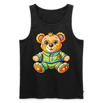 Teddy im Schlafanzug - Männer Premium Bio Tank Top - Schwarz - Vorne - Michal (187cm)