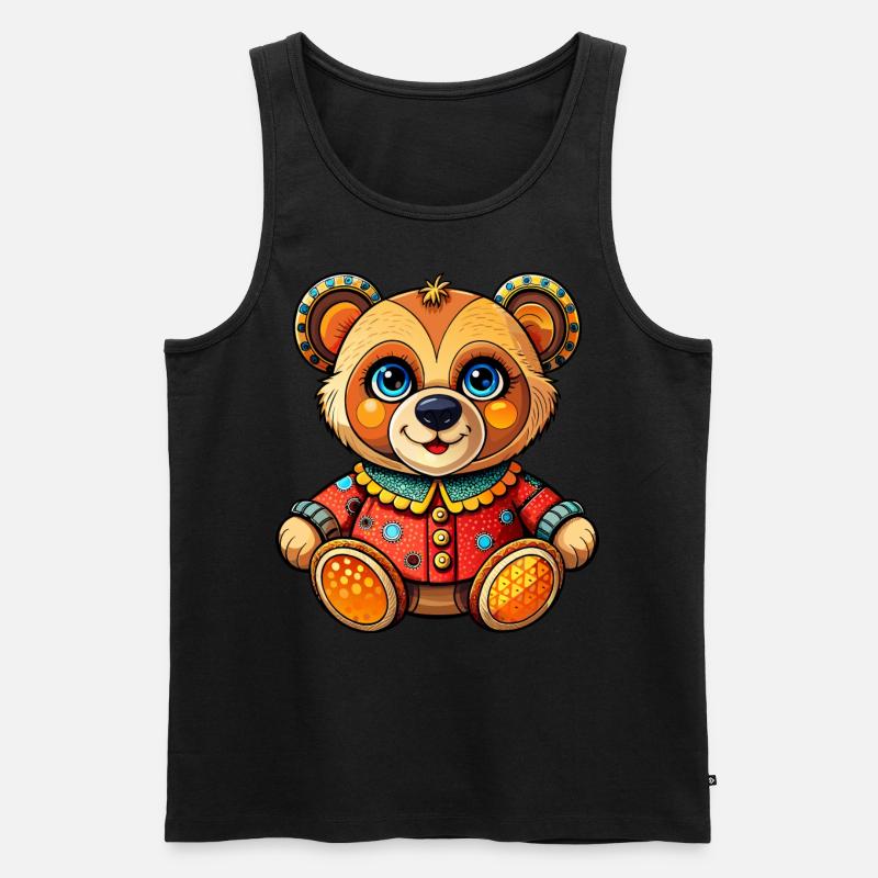 Teddy mit Pullover - Männer Premium Bio Tank Top - Schwarz