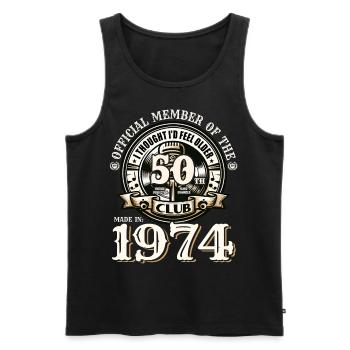 50th Birthday born 1974 Born 1974 - Men's Premium Organic Tank Top - black - Front - AI Model Male 178 light (178cm)