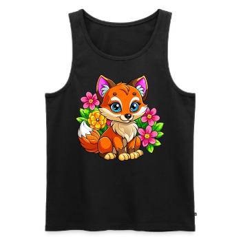 Flower-loving fox - Men's Premium Organic Tank Top - black - Front - AI Model Male 178 light (178cm)