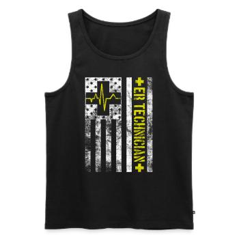 Emergency Room Technician Healthcare Nurse ER Tech - Men's Premium Organic Tank Top - black - Front - AI Model Male 178 light (178cm)