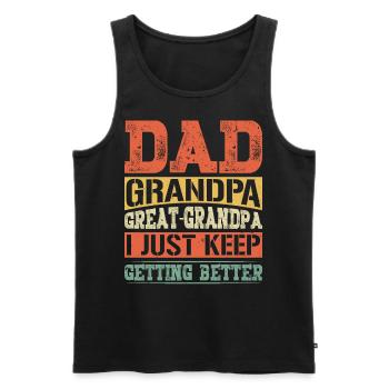 Papa grand-père arrière-grand-père cadeaux pour les grands-parents - Débardeur bio Premium Homme - noir - Devant - Michal (187cm)