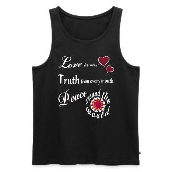 Amour, Vérité, Paix - Mantra - Débardeur bio Premium Homme - noir - Devant - Michal (187cm)