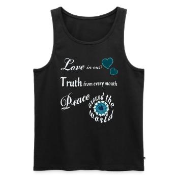 Amour, Vérité, Paix - Mantra - Débardeur bio Premium Homme - noir - Devant - Michal (187cm)