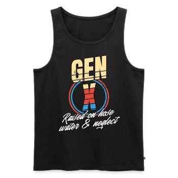 Retro Gen X Raised on Hose Water and Neglect men - Men's Premium Organic Tank Top - black - Front - Michal (187cm)