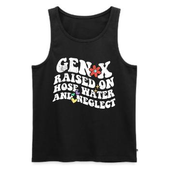 Retro Gen X Raised on Hose Water and Neglect - Men's Premium Organic Tank Top - black - Front - Michal (187cm)