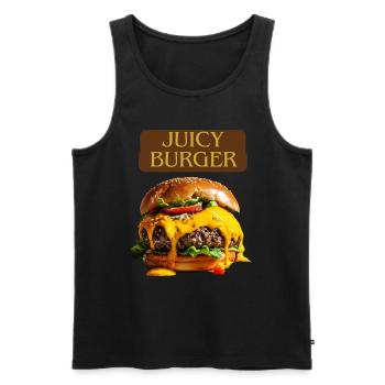 JUICY BURGER Cheese Hamburger saftig beef cheesy - Männer Premium Bio Tank Top - Schwarz - Vorne - AI Model Male 178 light (178cm)