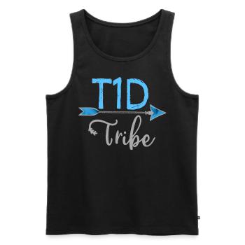 Diabète de type 1 de la tribu du DT1 Sensibilisation Blue Warrior - Débardeur bio Premium Homme - noir - Devant - Michal (187cm)