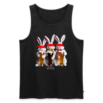 Drei Hasen - Männer Premium Bio Tank Top - Schwarz - Vorne - Michal (187cm)