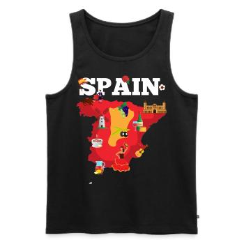 Espagne Carte de voyage España Flag Pride Souvenir - Débardeur bio Premium Homme - noir - Devant - AI Model Male 178 light (178cm)