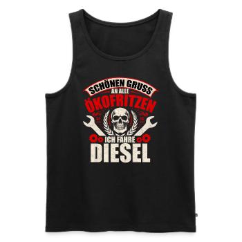 Schönen Gruß - Ich fahre Diesel - Männer Premium Bio Tank Top - Schwarz - Vorne - AI Model Male 178 light (178cm)