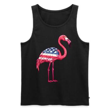 Flamants roses drapeau américain 4 juillet flamants roses - Débardeur bio Premium Homme - noir - Devant - AI Model Male 178 light (178cm)