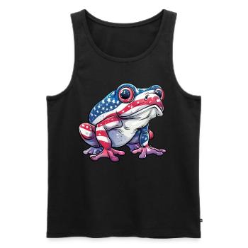 Grenouille drapeau américain 4 de juillet jour grenouille cadeaux - Débardeur bio Premium Homme - noir - Devant - Michal (187cm)