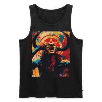 The Devil mit Pentagramm, Totenkopf, Teufel - Männer Premium Bio Tank Top - Schwarz - Vorne - AI Model Male 178 light (178cm)