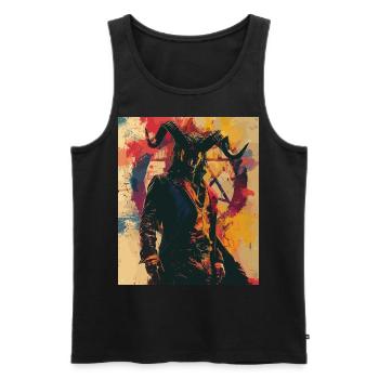 The Devil - Skull, Totenkopf, Teufel - Männer Premium Bio Tank Top - Schwarz - Vorne - AI Model Male 178 light (178cm)