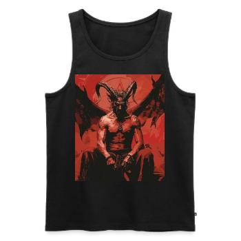 The Devil - Skull, Totenkopf, Teufel - Männer Premium Bio Tank Top - Schwarz - Vorne - AI Model Male 178 light (178cm)