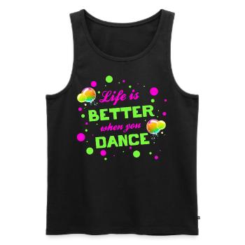 Life is better when you dance - Tanzen Tänzer - Men's Premium Organic Tank Top - black - Front - AI Model Male 178 light (178cm)
