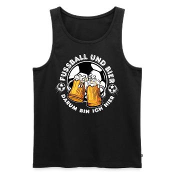 Fußball und Bier darum bin ich hier - Männer Premium Bio Tank Top - Schwarz - Vorne - Michal (187cm)