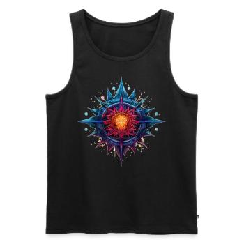 Bunte Blume oder Stern - Männer Premium Bio Tank Top - Schwarz - Vorne - Michal (187cm)