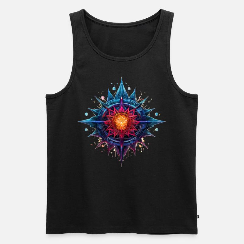 Bunte Blume oder Stern - Männer Premium Bio Tank Top - Schwarz