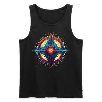 Bunter Stern/Blume - Männer Premium Bio Tank Top - Schwarz - Vorne - AI Model Male 178 light (178cm)