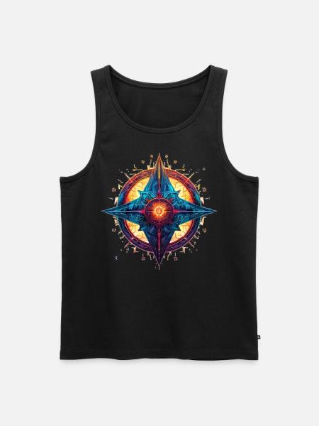 Bunter Stern/Blume - Männer Premium Bio Tank Top - Schwarz