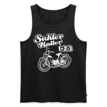 Cyclomoteur DDR - Suhler Scooter - Débardeur bio Premium Homme - noir - Devant - AI Model Male 178 light (178cm)