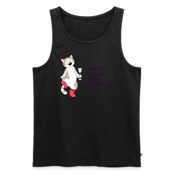 Zitat "Besoffen hat die Katze Socken an" - Männer Premium Bio Tank Top - Schwarz - Vorne - AI Model Male 178 light (178cm)
