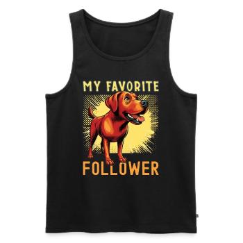foxred Labrador my favorite follower, retro design - Männer Premium Bio Tank Top - Schwarz - Vorne - AI Model Male 178 light (178cm)