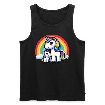 Unicorn Mom and Rainbow - Men's Premium Organic Tank Top - black - Front - Michal (187cm)