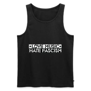 Liebe Musik Hasse Faschismus Botschaft - Männer Premium Bio Tank Top - Schwarz - Vorne - Michal (187cm)