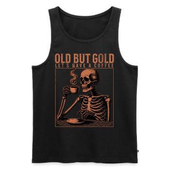 Old but Gold lets have a coffee - Männer Premium Bio Tank Top - Schwarz - Vorne - Michal (187cm)