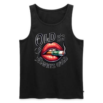 Old but always Gold smoking and lips - Men's Premium Organic Tank Top - black - Front - Michal (187cm)
