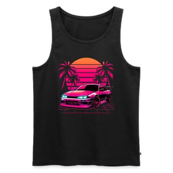JDM Neon Japan Car Sunset Retro - Men's Premium Organic Tank Top - black - Front - AI Model Male 178 light (178cm)