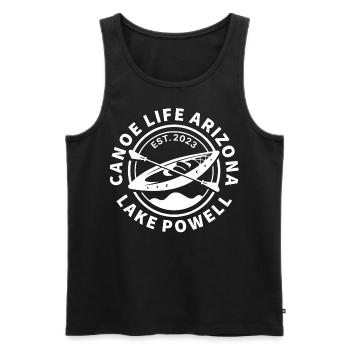 Canoe Life Arizona Design weiss - Männer Premium Bio Tank Top - Schwarz - Vorne - AI Model Male 178 light (178cm)