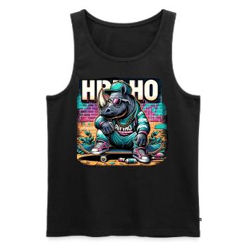 Cool Rhino Hip Hop Skater Shirt - Men's Premium Organic Tank Top - black - Front - AI Model Male 178 light (178cm)