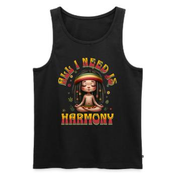 All I Need Is Harmony Rastagirl - Männer Premium Bio Tank Top - Schwarz - Vorne - AI Model Male 178 light (178cm)