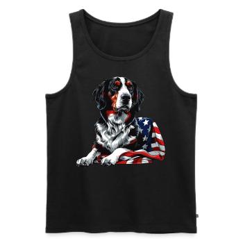 Border Collie Dog 4 juillet Drapeau américain Cadeaux - Débardeur bio Premium Homme - noir - Devant - Michal (187cm)