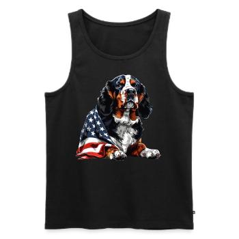 Bouvier bernois 4 juillet Drapeau américain - Débardeur bio Premium Homme - noir - Devant - Michal (187cm)