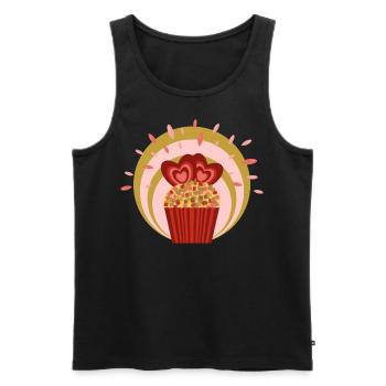Rhabarber Kuchen Liebe mit viel Herz. - Männer Premium Bio Tank Top - Schwarz - Vorne - Michal (187cm)